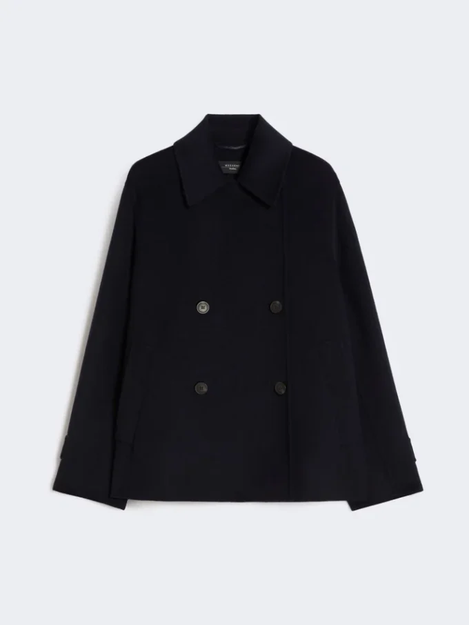 Double-breasted wool-blend pea coat, navy Double-breasted wool-blend pea coat, navy