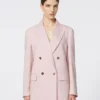 Double-breasted wool, mohair and silk blazer, beige pink