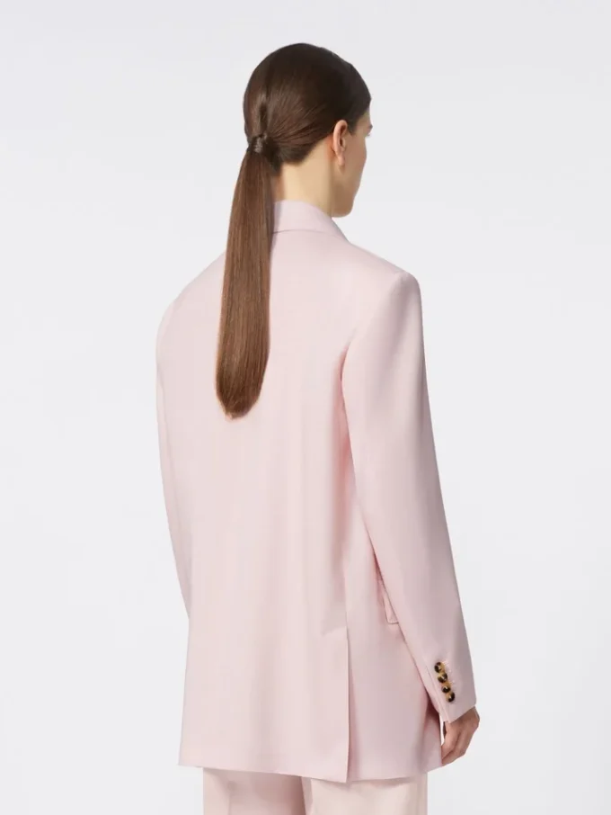 Double-breasted wool, mohair and silk blazer, beige pink