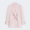 Double-breasted wool, mohair and silk blazer, beige pink