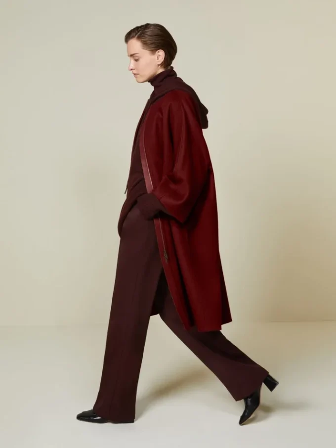 Double cashmere cape coat, dark red