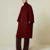 Double cashmere cape coat, dark red