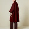 Double cashmere cape coat, dark red