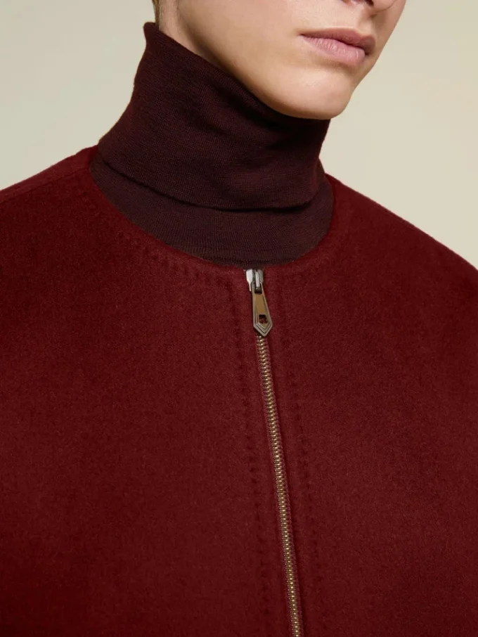 Double cashmere cape coat, dark red