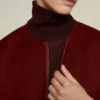 Double cashmere cape coat, dark red