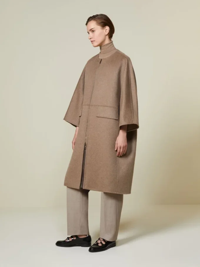 Double cashmere cape coat, turtledove