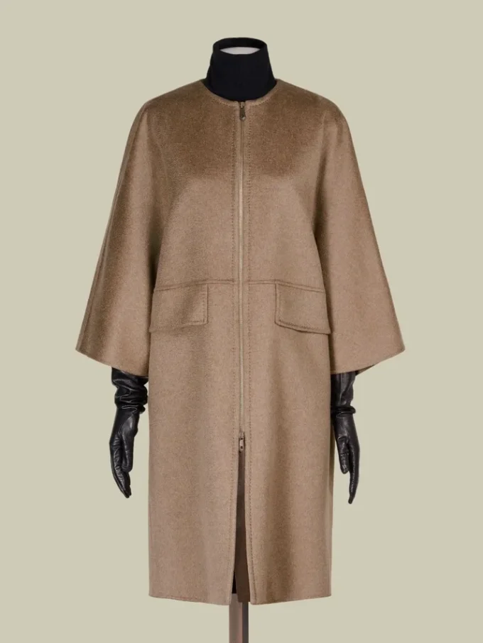 Double cashmere cape coat, turtledove