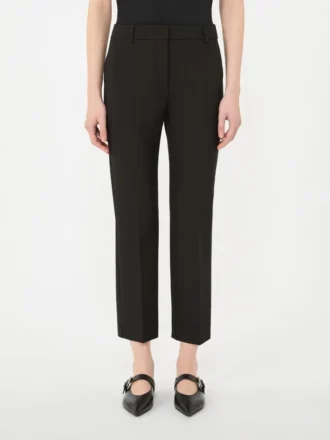 Double-faced viscose canvas trousers, black
