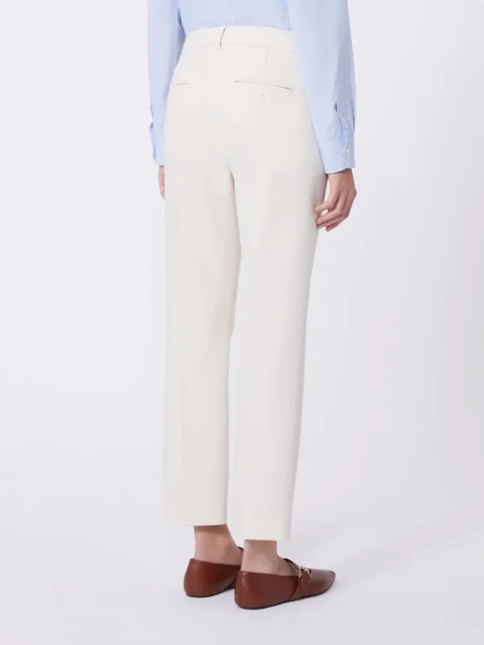 Double-faced viscose canvas trousers, ivory