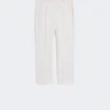 Double-faced viscose canvas trousers, ivory