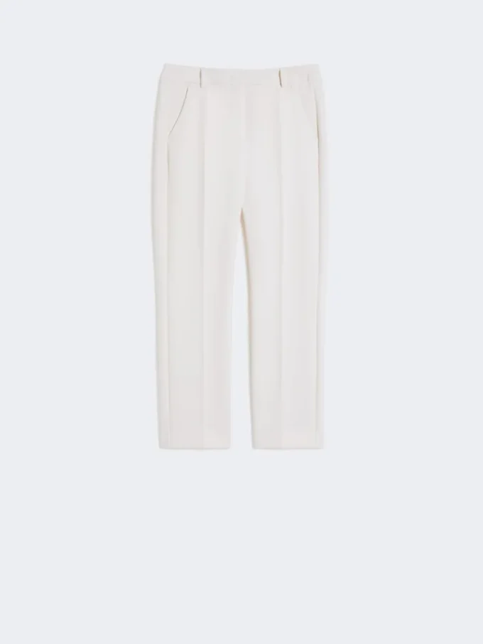 Double-faced viscose canvas trousers, ivory