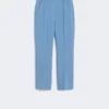 Double-faced viscose canvas trousers, light blue