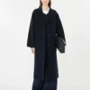 Double-faced wool-blend coat, navy