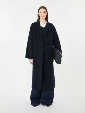 Double-faced wool-blend coat, navy