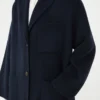 Double-faced wool-blend coat, navy