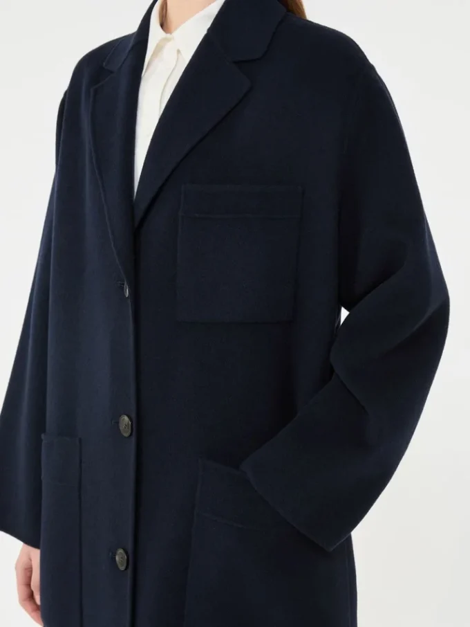 Double-faced wool-blend coat, navy
