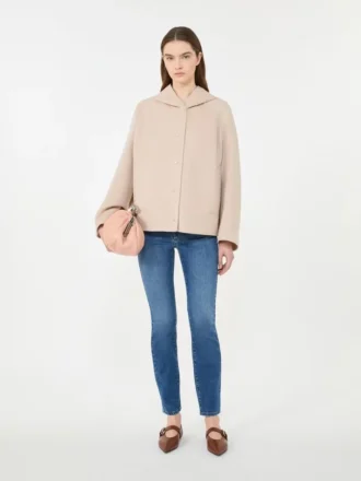 Double-faced wool-blend coat, sand