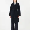 Double-faced wool-blend robe coat, navy