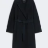 Double-faced wool-blend robe coat, navy