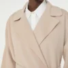 Double-faced wool-blend robe coat, sand