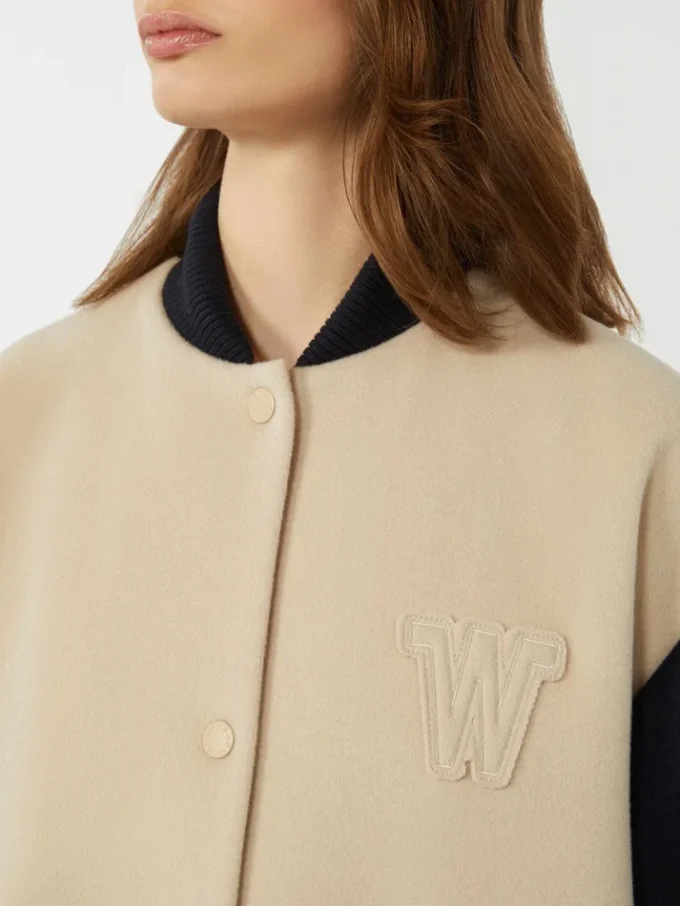 Double-faced wool bomber jacket, sand