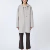 Double-faced wool hooded coat, beige