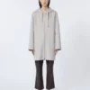 Double-faced wool hooded coat, beige