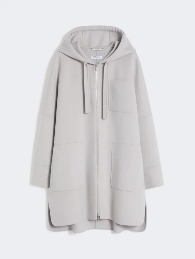 Double-faced wool hooded coat, beige