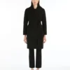 Double-faced wool robe coat, black