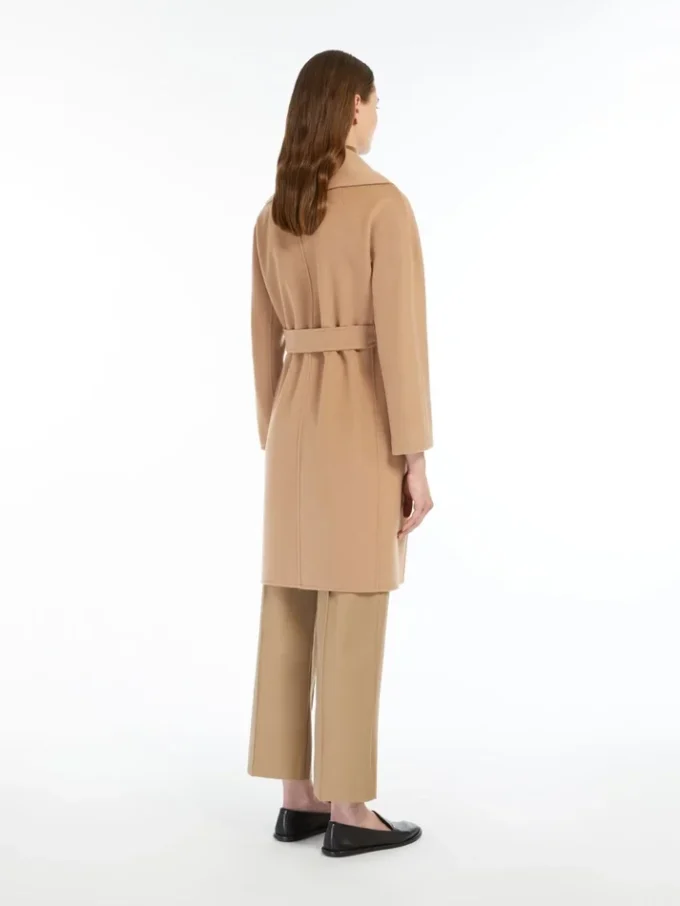 Double-faced wool robe coat, camel