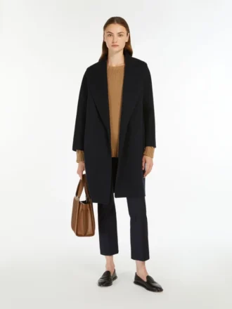 Double-faced wool robe coat, midnightblue