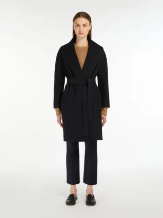 Double-faced wool robe coat, midnightblue