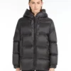 Down jacket in water-repellent canvas, black