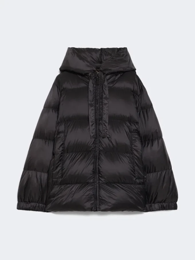 Down jacket in water-repellent canvas, black
