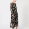 Dress in printed chiffon, black
