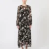 Dress in printed chiffon, black