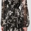 Dress in printed chiffon, black