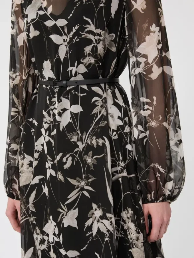Dress in printed chiffon, black