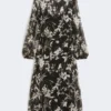 Dress in printed chiffon, black