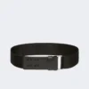 Elasticated webbing and leather wide belt, black Elasticated webbing and leather wide belt, black