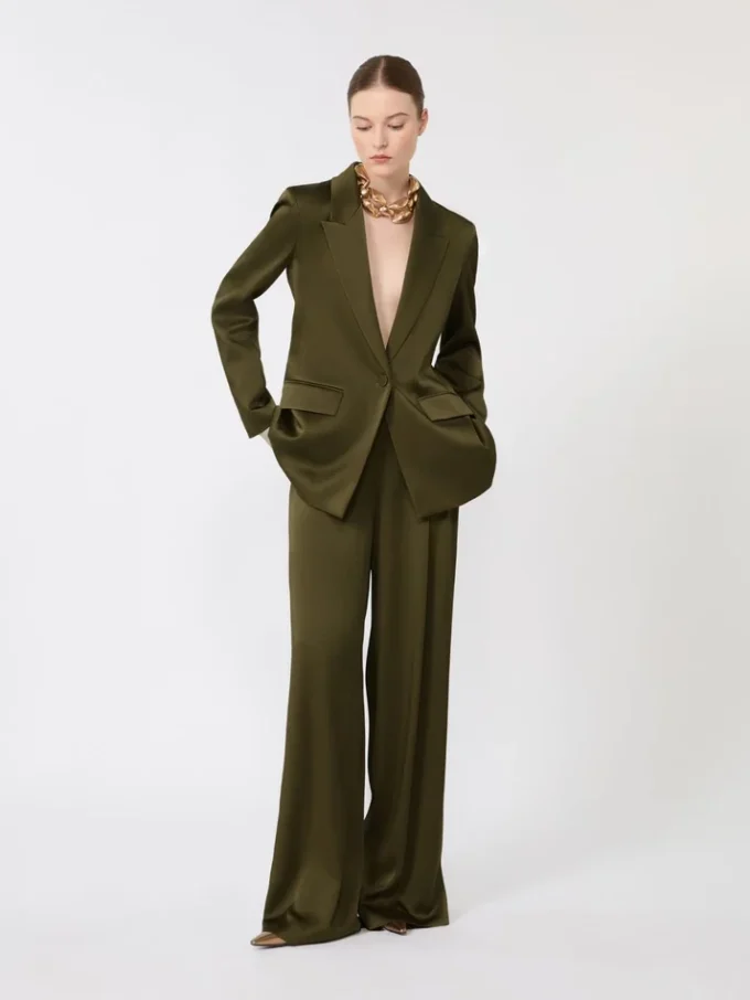 Envers satin trousers, moss green