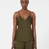 Envers satin camisole top, moss green