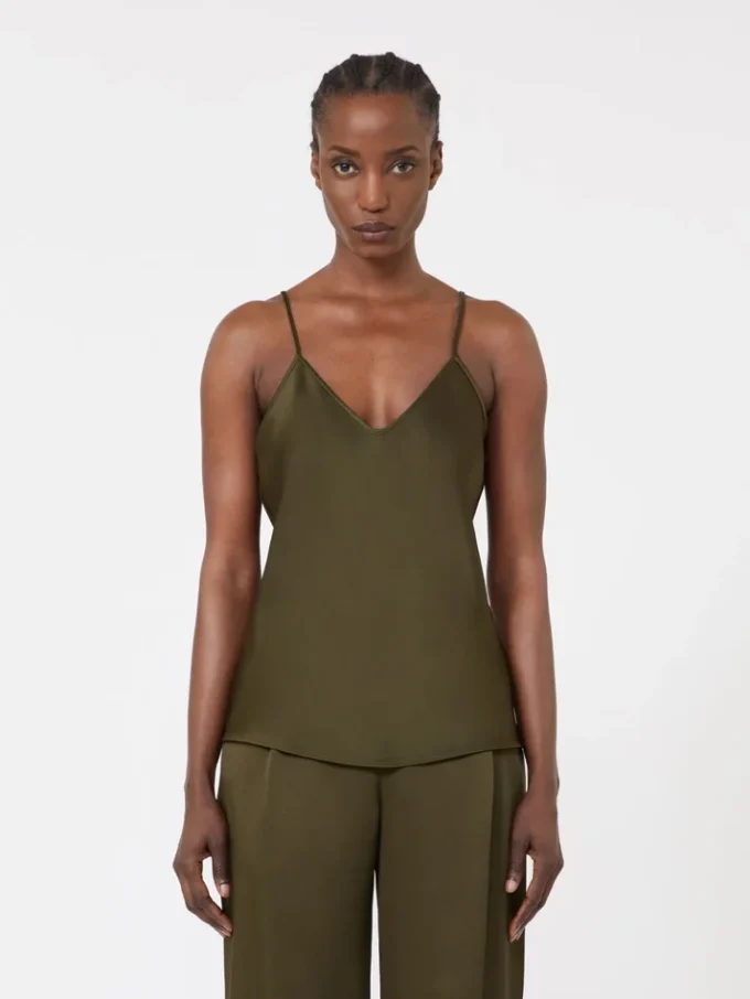Envers satin camisole top, moss green
