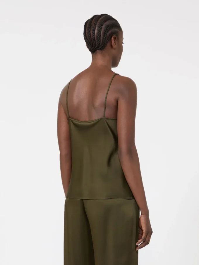 Envers satin camisole top, moss green