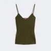 Envers satin camisole top, moss green