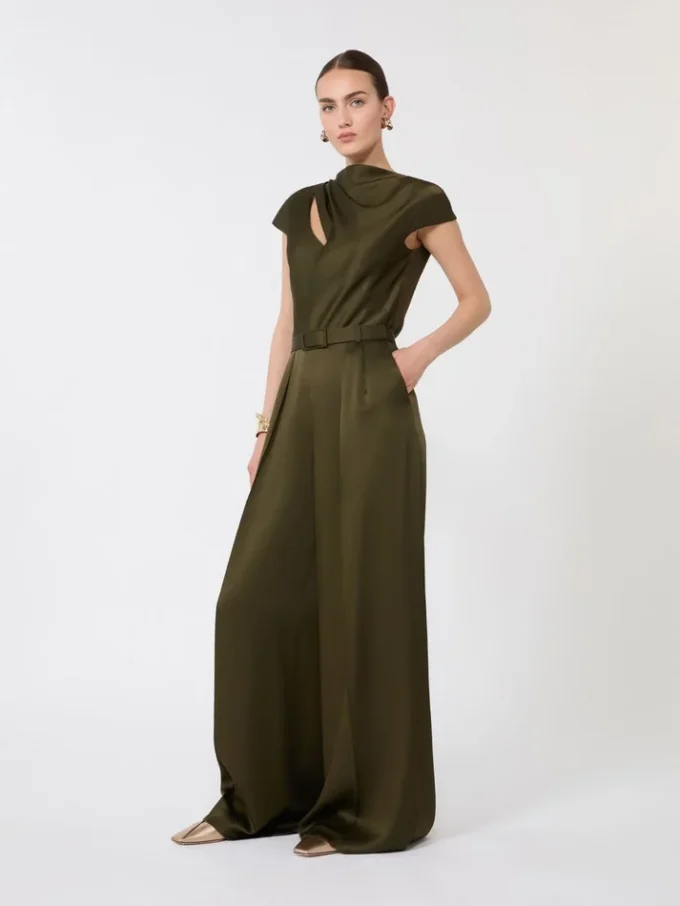 Envers satin jumpsuit, moss green Envers satin jumpsuit, moss green
