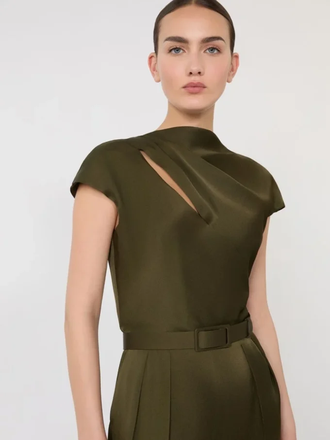 Envers satin jumpsuit, moss green Envers satin jumpsuit, moss green