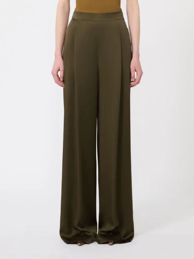 Envers satin trousers, moss green