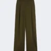 Envers satin trousers, moss green