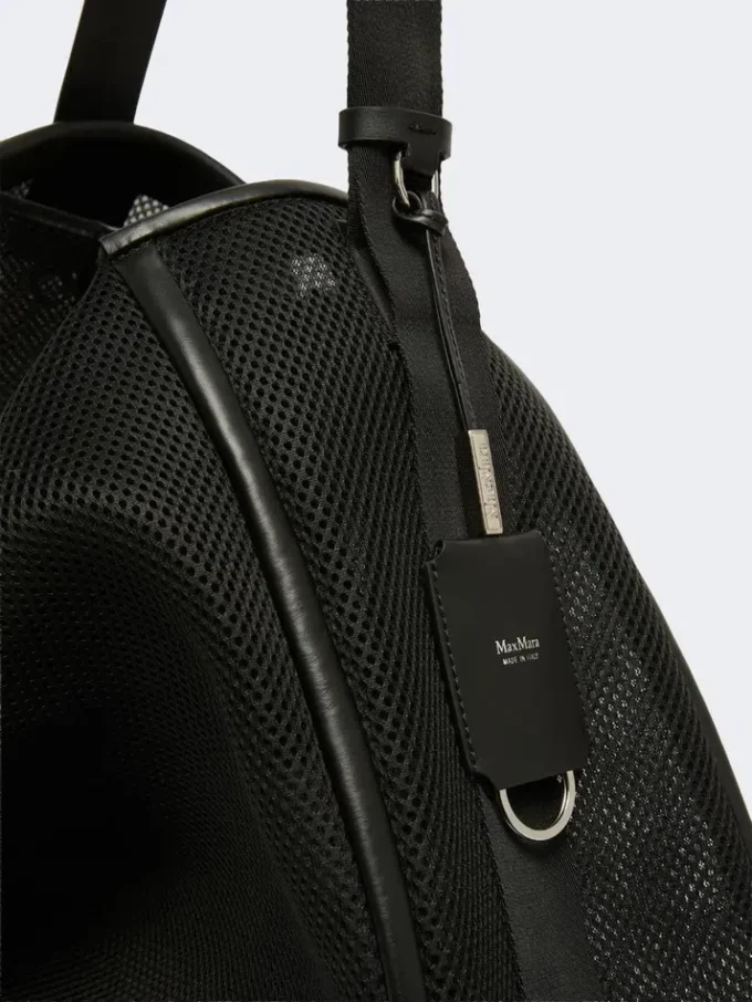 Extra-large handbag in technical mesh, black